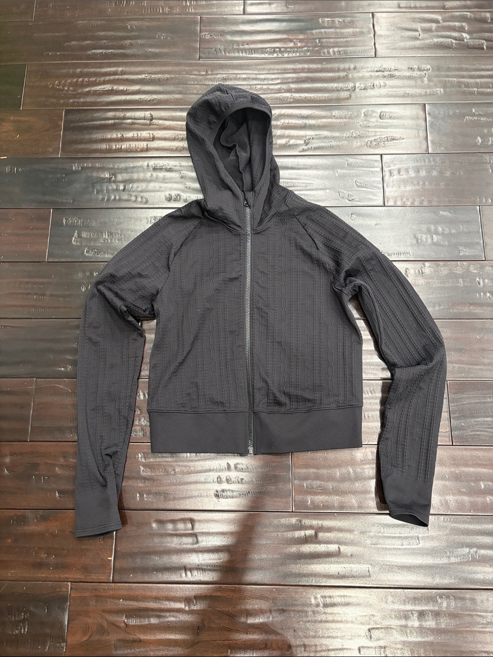 ALO Yoga Black Textured Knit Hoodie